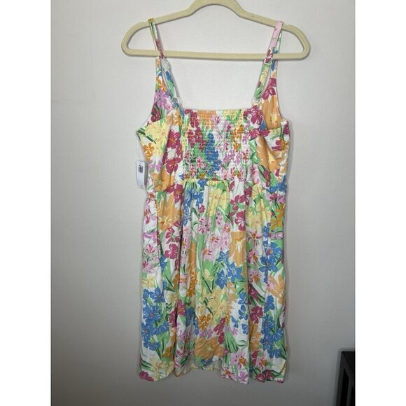 Old Navy Dress Womens Floral Linen Sundress Beach Tropical Size Large NWT - Picture 6 of 13